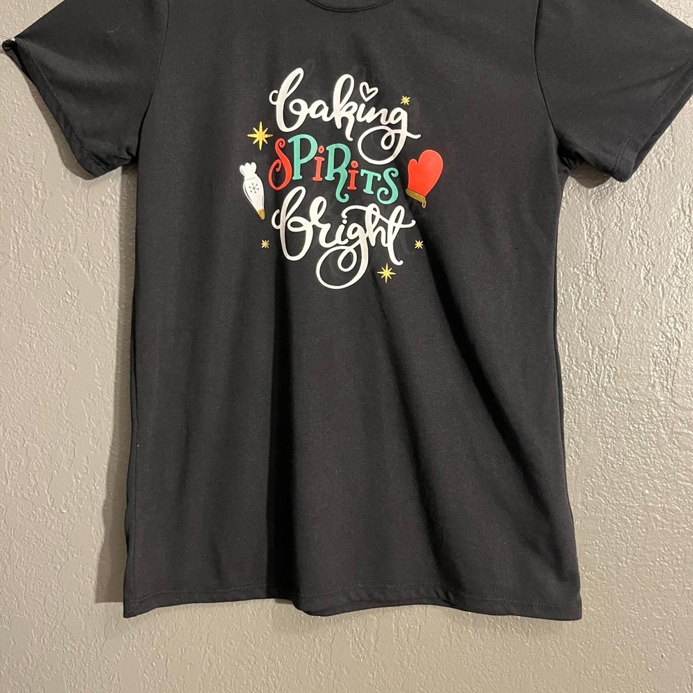 Medium Holiday Time Black Kids T-Shirt with Festive Design